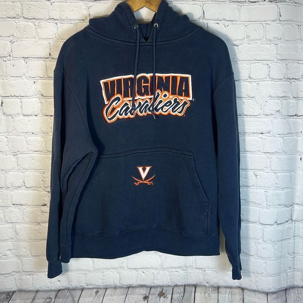Virginia Cavaliers Men’s Orange and Blue Hoodie Sweatshirt size M Medium Footbal